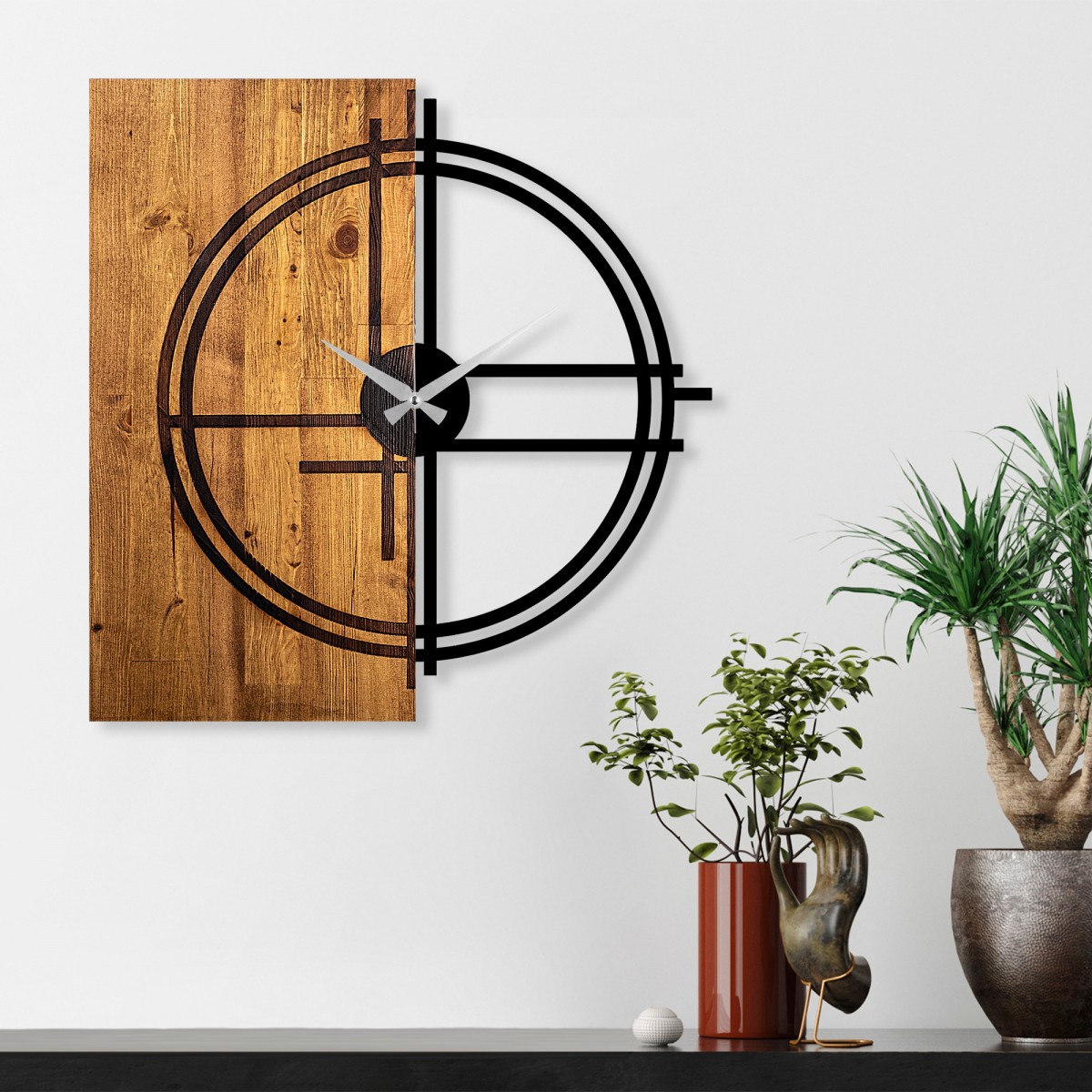 Hanah Home Nástěnné hodiny Symfony 56x58 černé - Obrázek 2