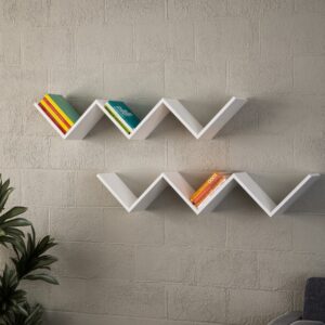 Kalune Design Sada nástěnných poliček Zigzag bílá