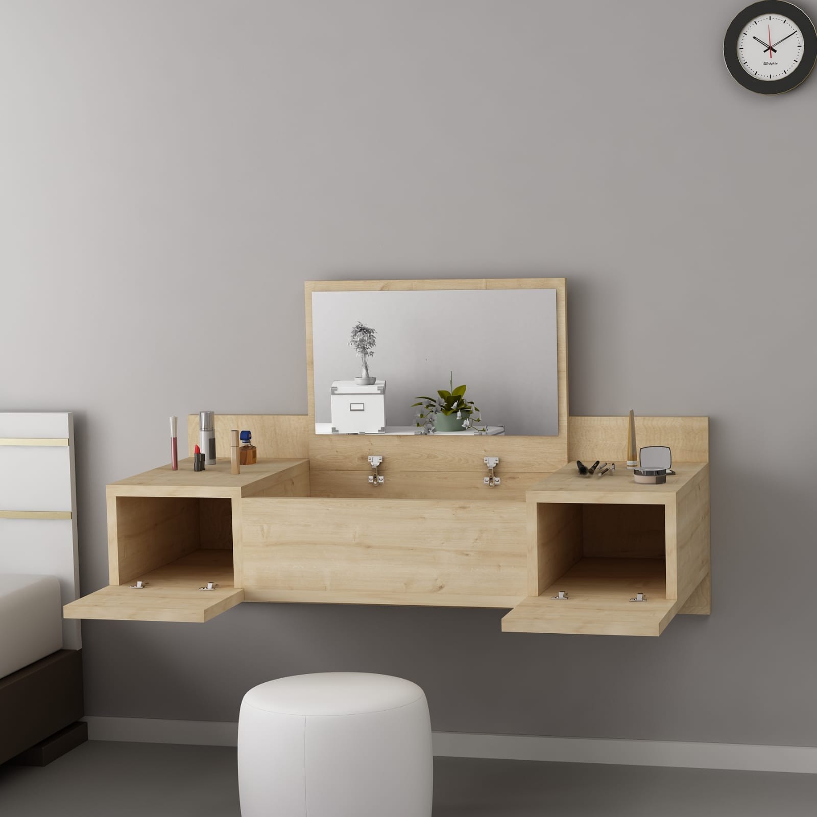 Kalune Design Závěsný toaletní stolek Esmé dub přírodní - Obrázek 2
