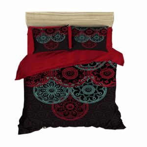 L'essentiel Oboustranné povlečení Mandal 200x220 cm + 2 polštáře černo-červené
