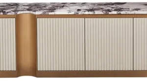 LivinHill TV stolek Stilig ST916B 200 cm mramor/krémový/zlatý