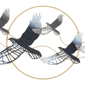 Mauro Ferretti Kovová nástěnná dekorace Bird 91x49 cm černá/zlatá