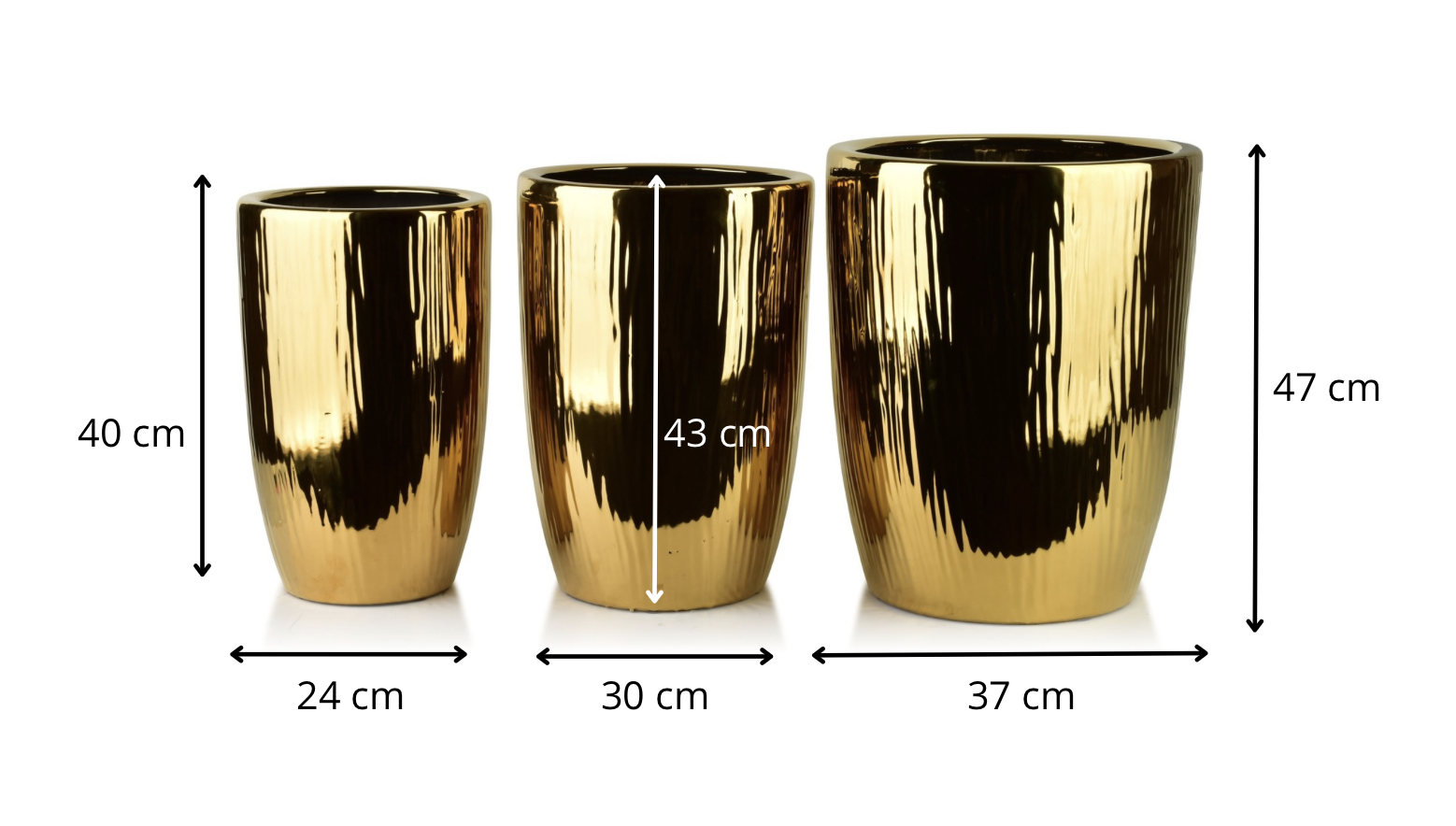 Mondex Sada 3 ks keramických květináčů NEVA GOLD XII zlatá - Obrázek 2