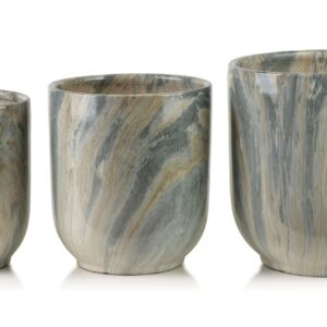 Mondex Sada 3 ks keramických květináčů NEVA MARBLE IV hnědá/šedá