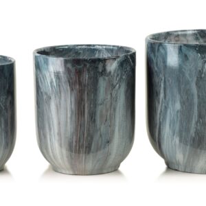 Mondex Sada 3 ks keramických květináčů NEVA MARBLE IV modrá/šedá