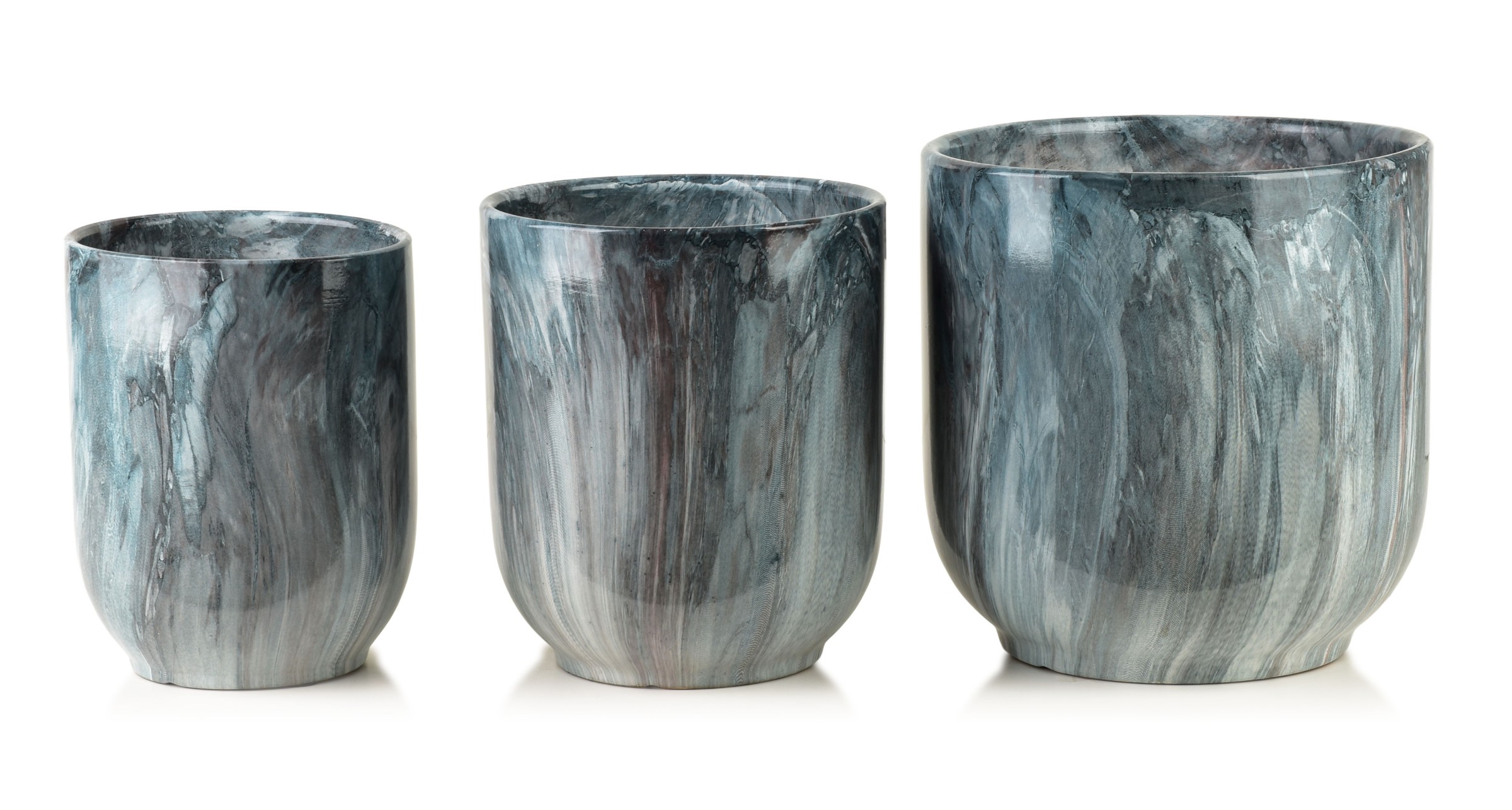 Mondex Sada 3 ks keramických květináčů NEVA MARBLE IV modrá/šedá