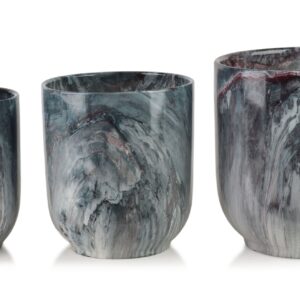 Mondex Sada 3 ks keramických květináčů NEVA MARBLE V modrá/šedá