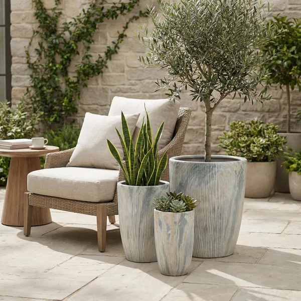 Mondex Sada 3 ks květináčů NEVA MARBLE IX béžová/šedá - Obrázek 2