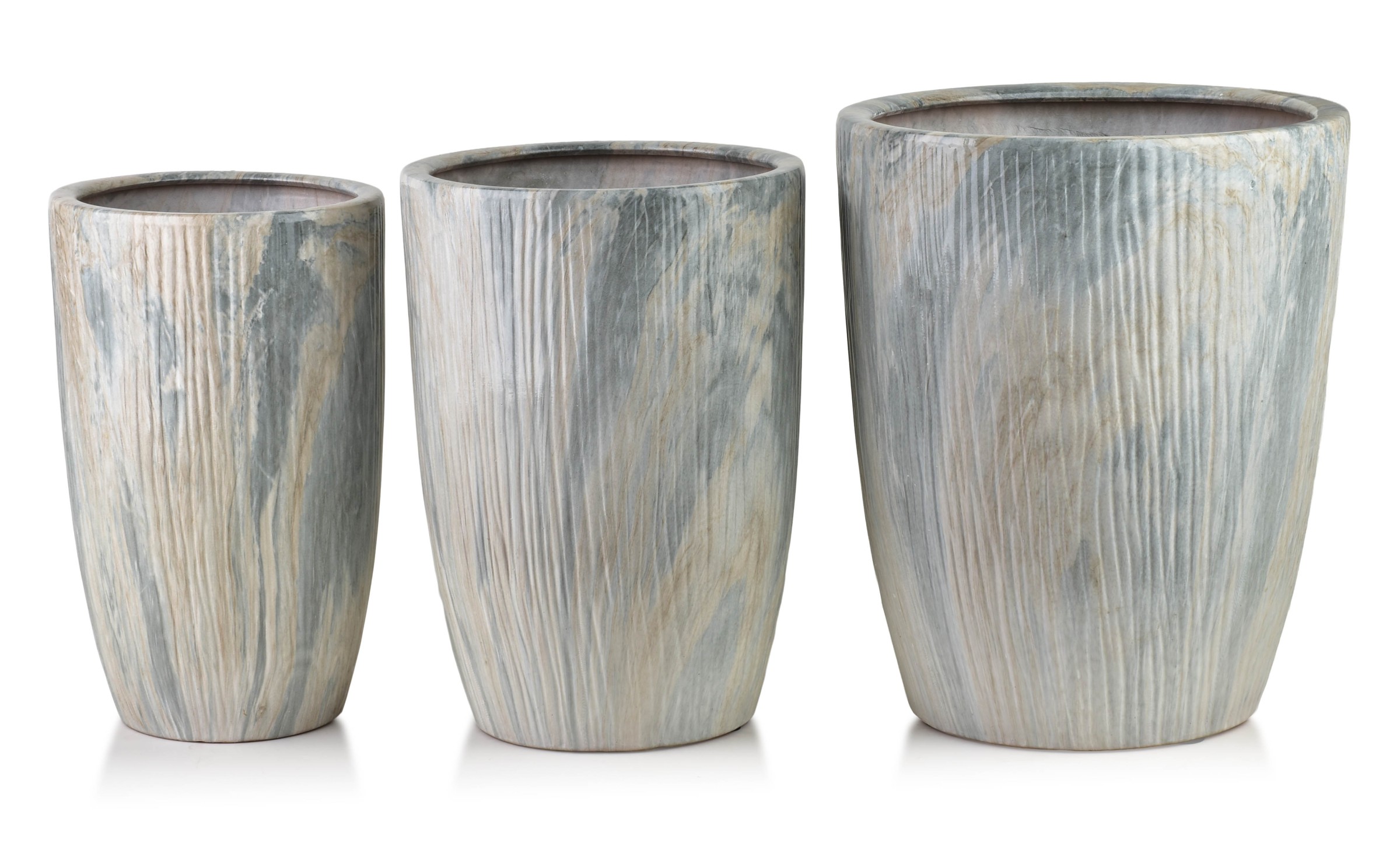 Mondex Sada 3 ks květináčů NEVA MARBLE IX béžová/šedá