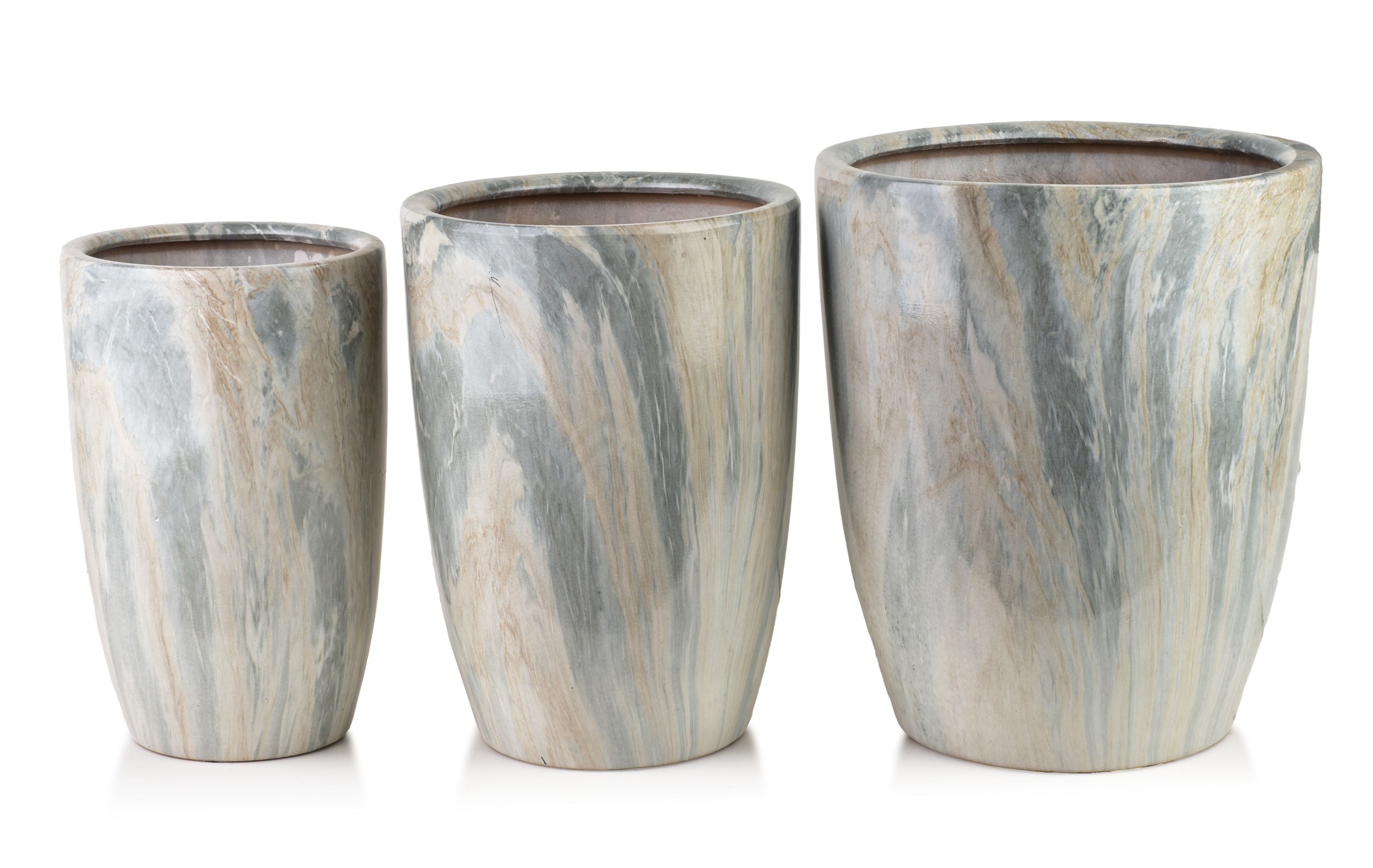Mondex Sada 3 ks květináčů NEVA MARBLE VII šedá/béžová