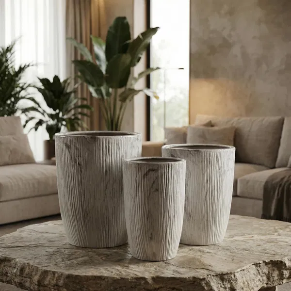 Mondex Sada 3 ks květináčů NEVA MARBLE X béžová - Obrázek 2