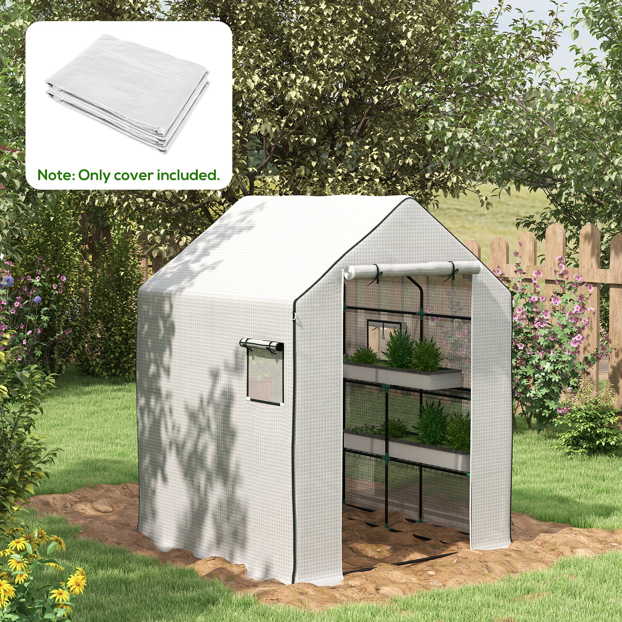 OUTSUNNY Náhradní folie pro foliovník 140 x 190 x 143 cm bílá - Obrázek 2