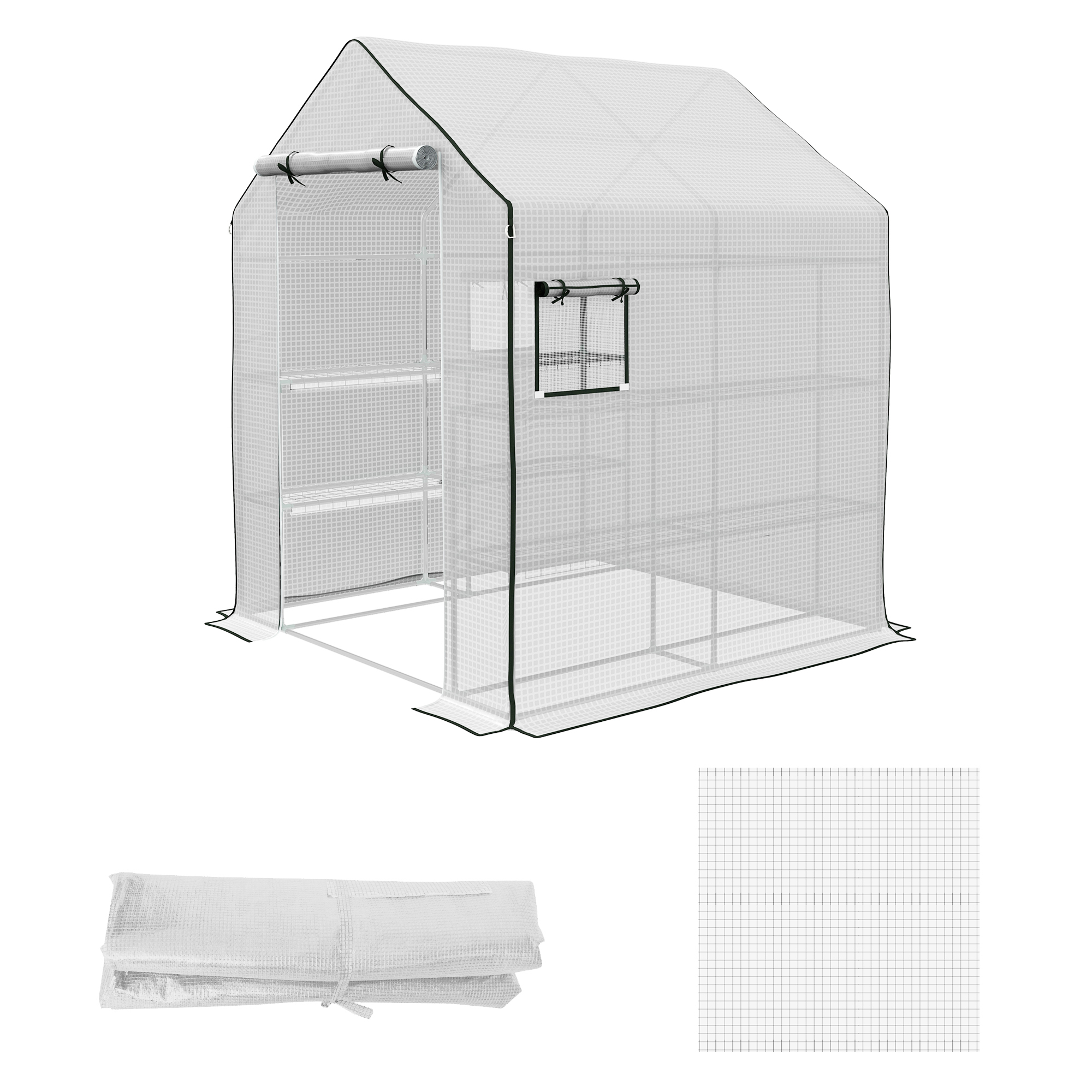 OUTSUNNY Náhradní folie pro foliovník 140 x 190 x 143 cm bílá