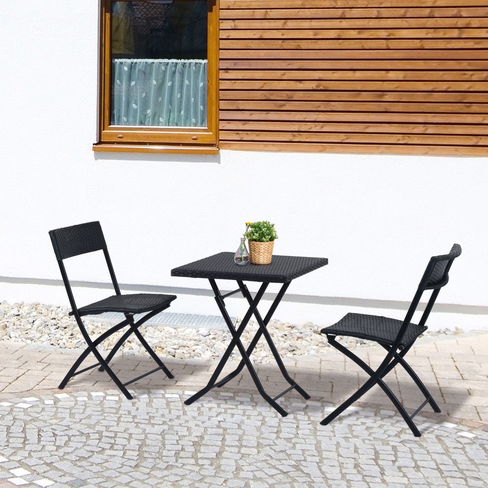 OUTSUNNY Polyratanová souprava pro 2 osoby na balkon a terasu - Obrázek 2