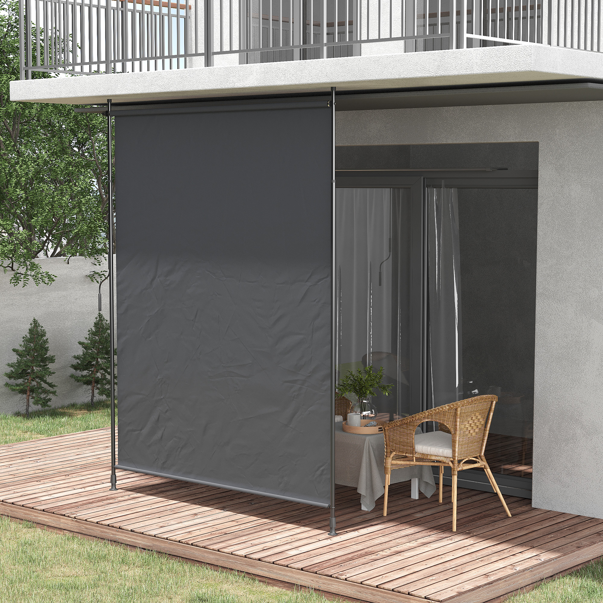 OUTSUNNY Vertikální markýza s ochranou proti slunci 200 x 292 cm šedá - Obrázek 2
