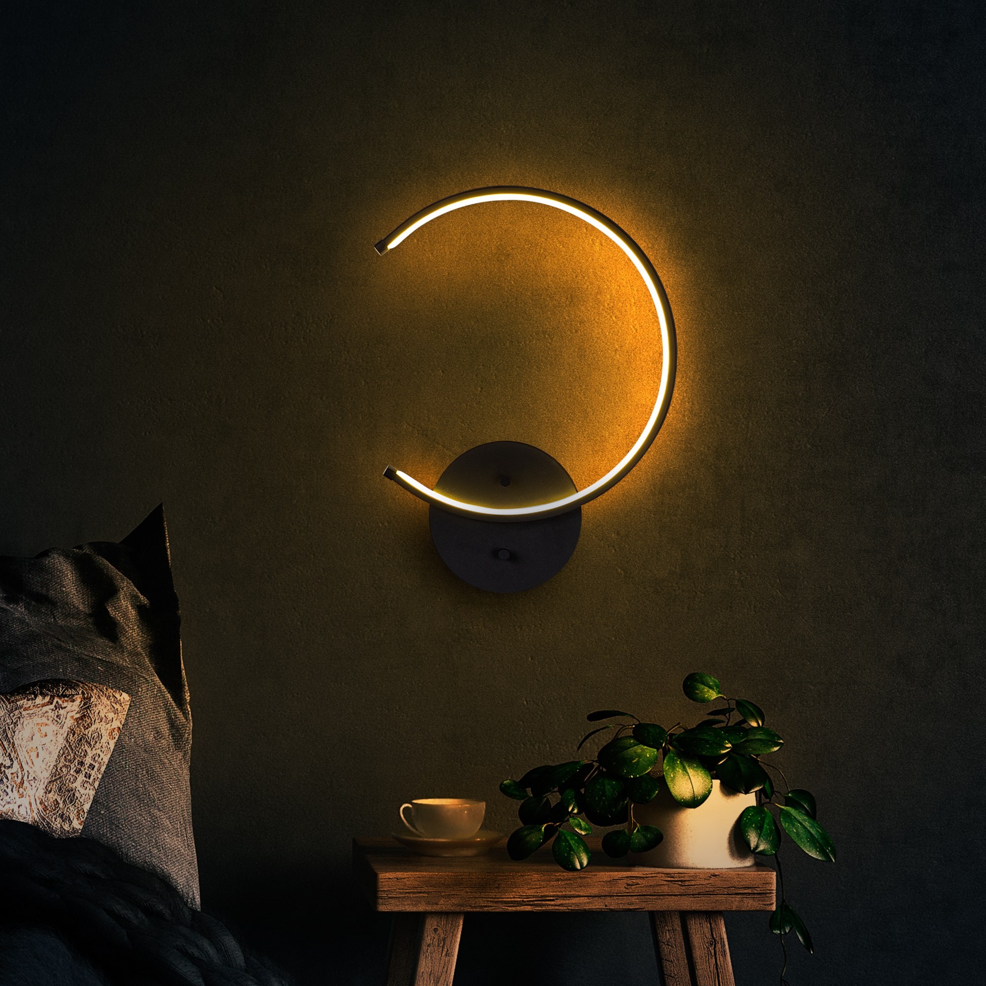 Opviq Nástěnné LED svítidlo Moon černé - Obrázek 2