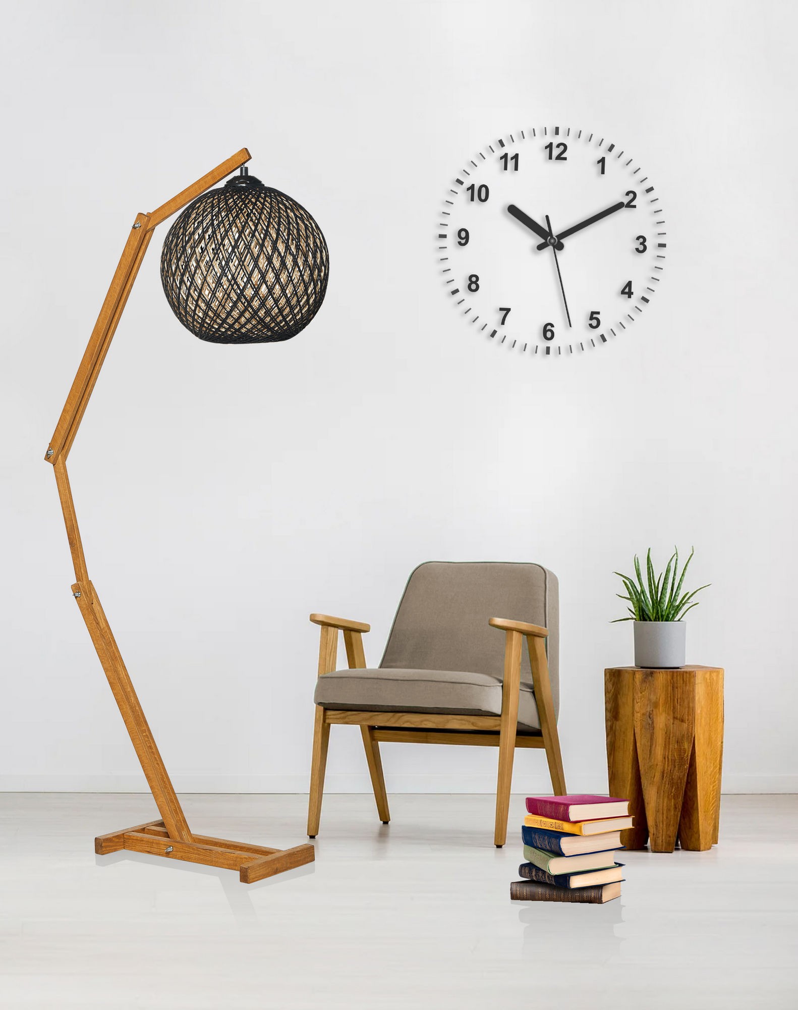 Opviq Stojací lampa Beehive z masivu černá/hnědá - Obrázek 2