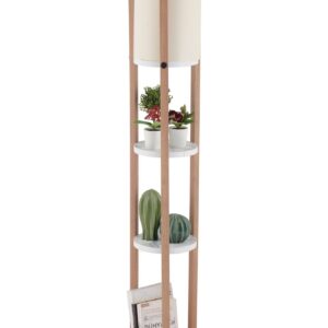 Opviq Stojací lampa Nora II bílá/dub přírodní