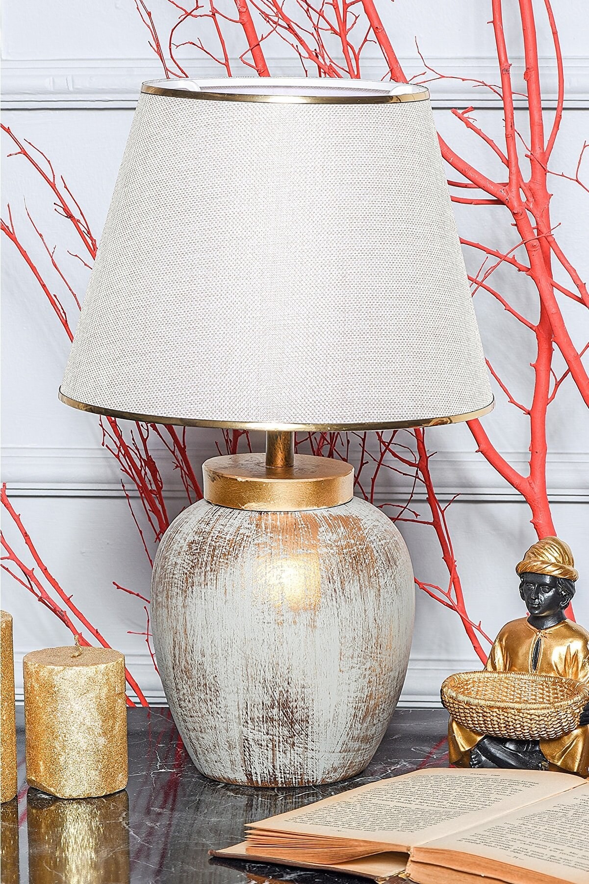 Opviq Stolní lampa Casypo krémová/zlatá - Obrázek 2