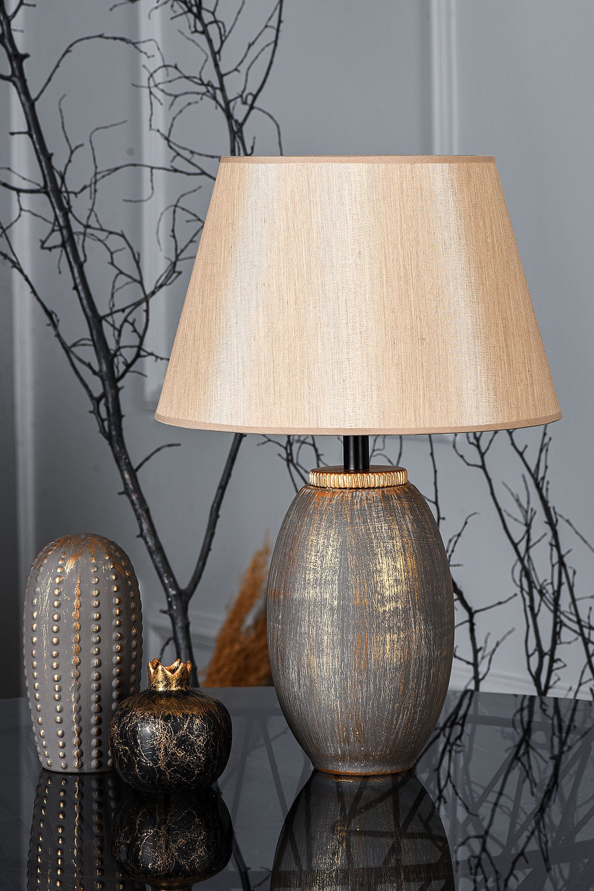 Opviq Stolní lampa Elev hnědá/zlatá - Obrázek 2