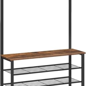 Předsíňový věšák s botníkem Vasagle Mjora 80 cm černý/hnědý