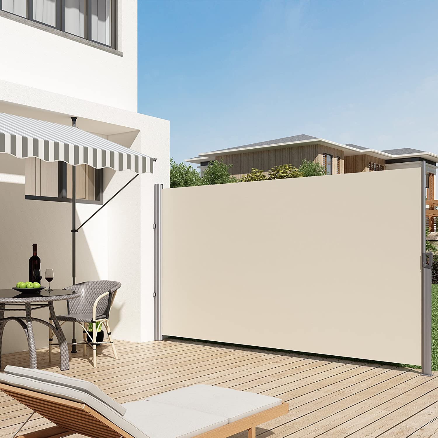 SONGMICS Boční markýza zatahovací béžová 200 x 350 cm - Obrázek 2