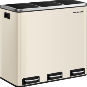 SONGMICS Odpadkový koš Flace 3x18 l béžový/černý