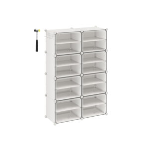 SONGMICS Skládací botník 8 kostek 82 x 120 x 32 cm bílý