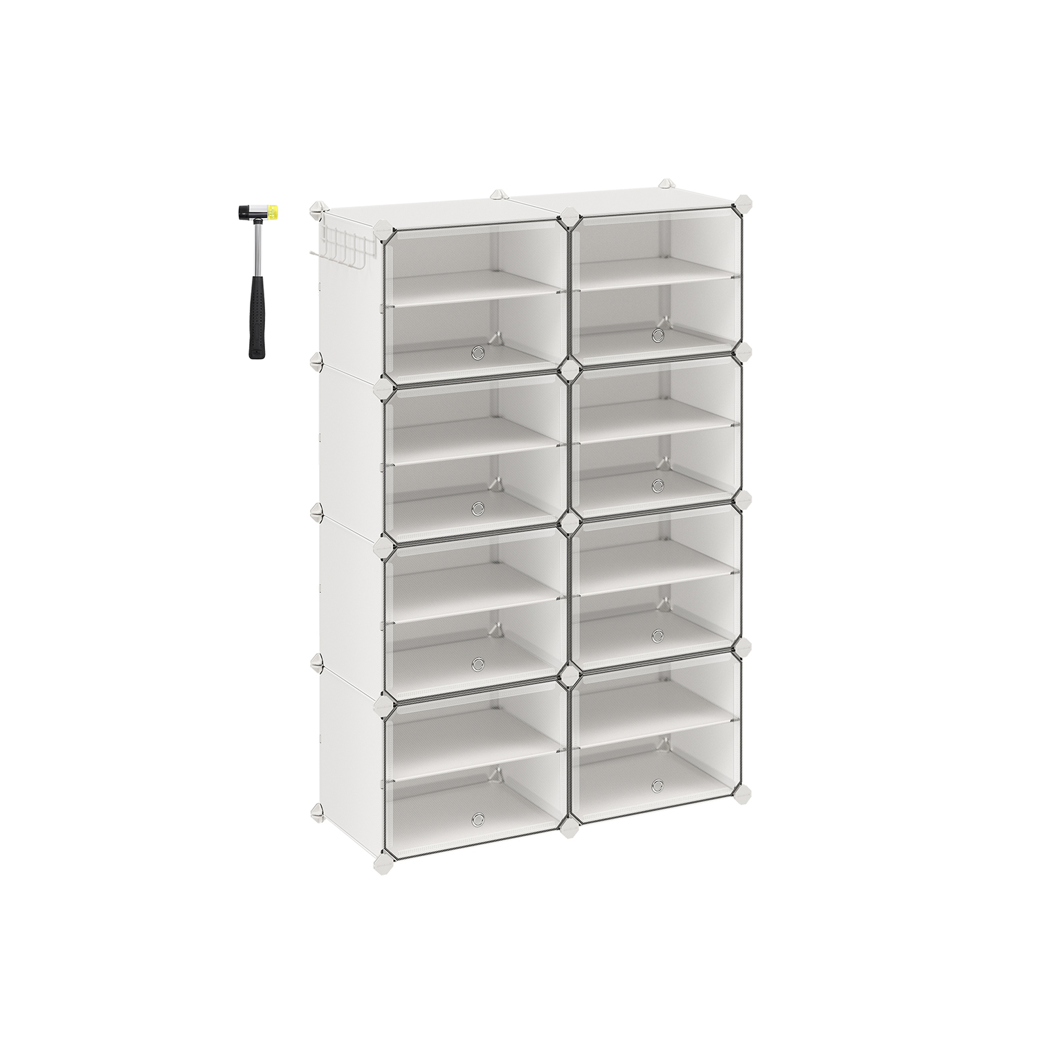 SONGMICS Skládací botník 8 kostek 82 x 120 x 32 cm bílý