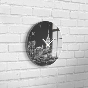 STYLER Nástěnné hodiny MĚSTO sklo průměr 30 cm