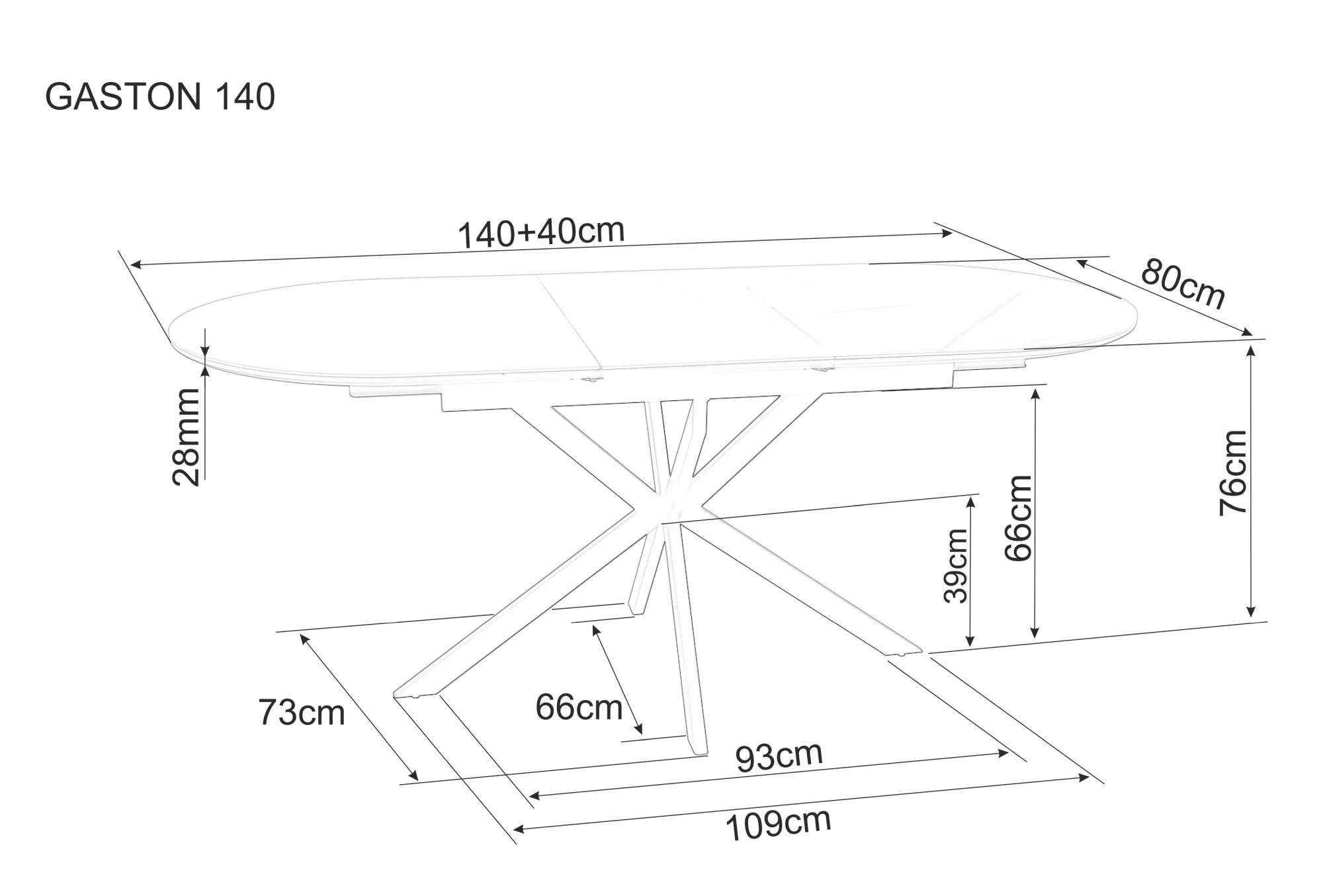 Signal Jídelní rozkládací stůl Gaston 140/180 cm keramika šedý mramor/černý - Obrázek 2
