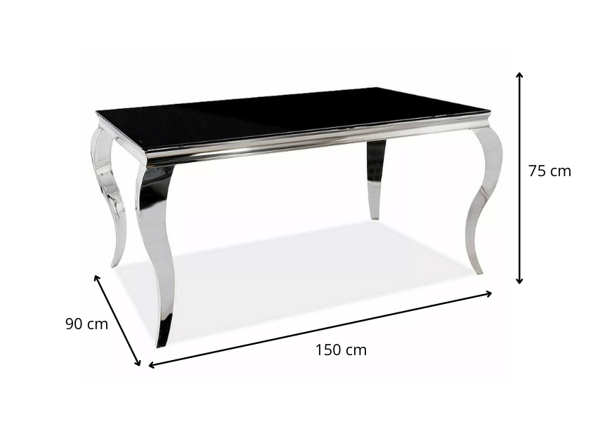 Signal Jídelní stůl Prince 150 cm černý/chrom - Obrázek 2