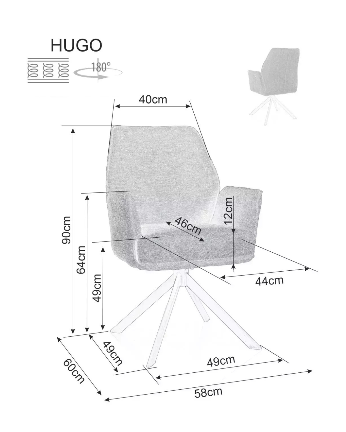 Signal Otočné jídelní křeslo Hugo Brego světle béžové - Obrázek 2