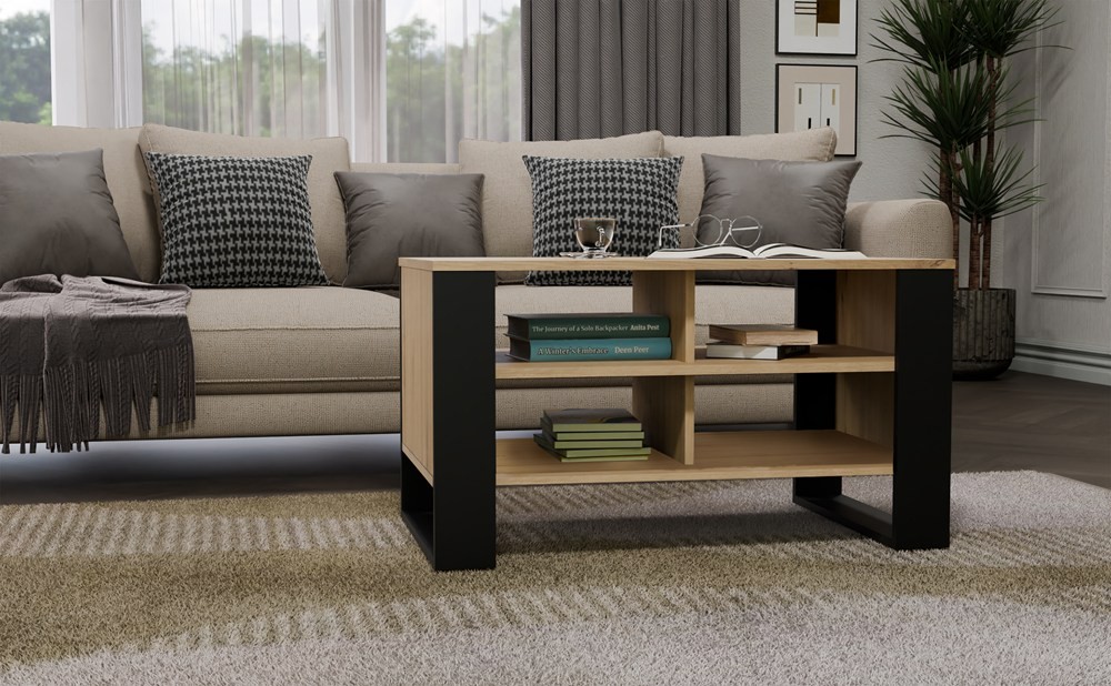 TP Living Konferenční stolek LAWA Modern 4P Slim II dub artisan/černý - Obrázek 2