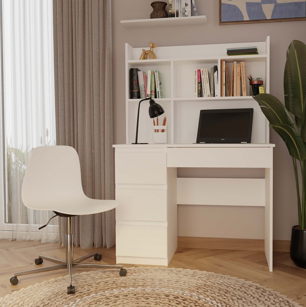 TP Living Psací stůl s nástavbou MIJAS levý matně bílý - Obrázek 2