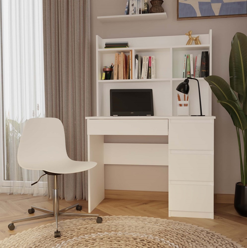 TP Living Psací stůl s nástavbou MIJAS pravý matně bílý - Obrázek 2