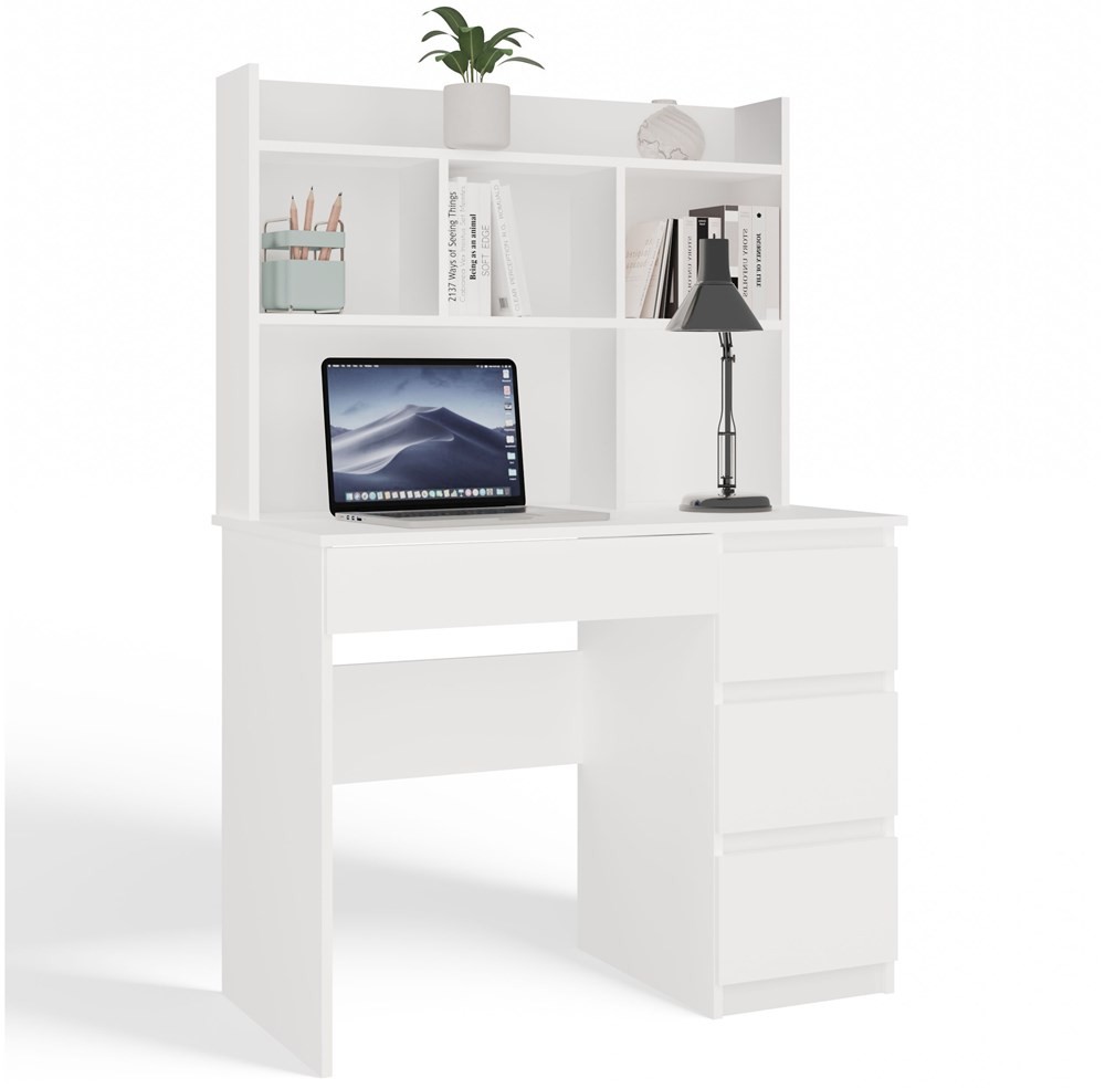 TP Living Psací stůl s nástavbou MIJAS pravý matně bílý