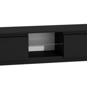 TP Living Televizní stolek DELUKO se skleněnou policí 120 cm černý lesk