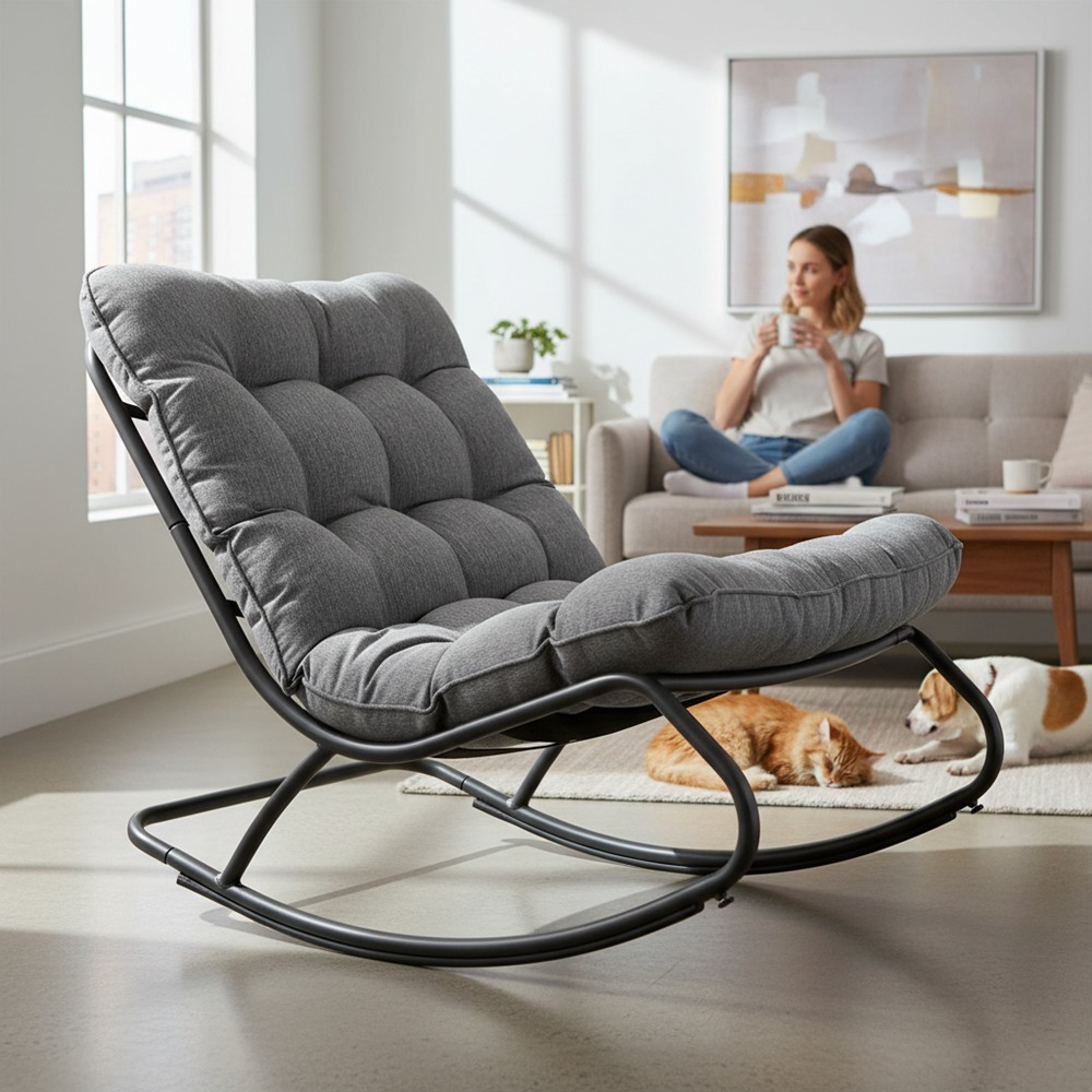 TP Living Zahradní houpací křeslo Vibe černé/šedé - Obrázek 2