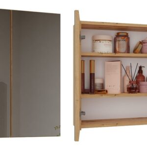 TP Living Závěsná koupelnová skříňka POLA 60 cm se zrcadlem dub artisan