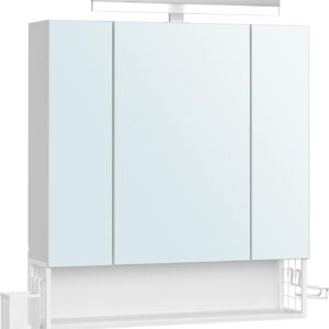 VASAGLE Koupelnová 3D zrcadlová skřínka s osvětlením bílá