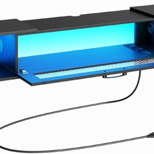 VASAGLE Závěsný TV stolek Browny 140 cm s LED osvětlením černý