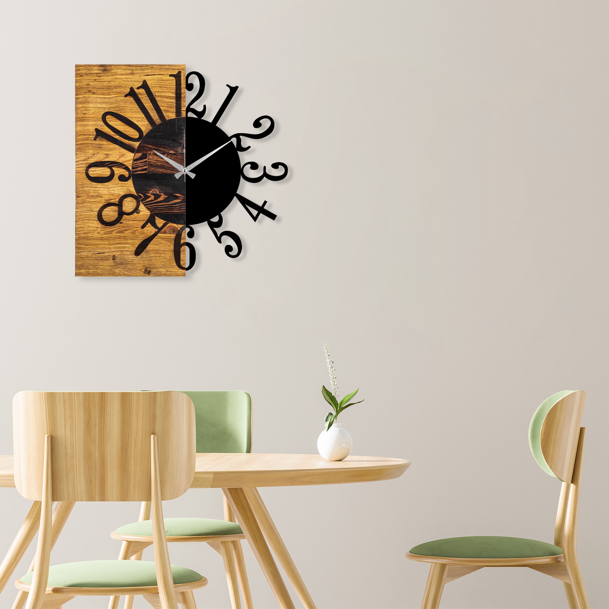 Wallity Dekorativní nástěnné hodiny WALLIE 58 cm černé/ořech - Obrázek 2