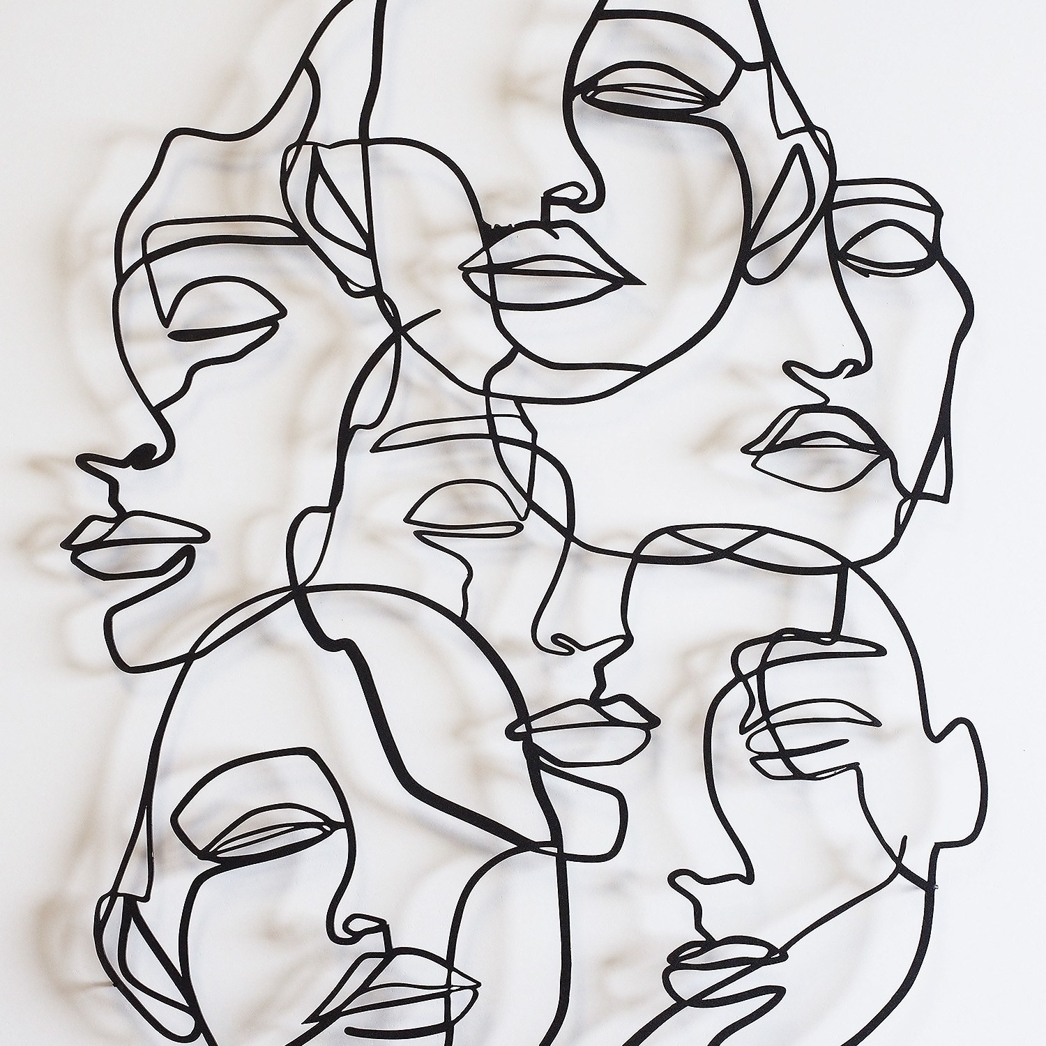 Wallity Nástěnná kovová dekorace Faces Line Art černá - Obrázek 2