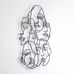 Wallity Nástěnná kovová dekorace Faces Line Art černá
