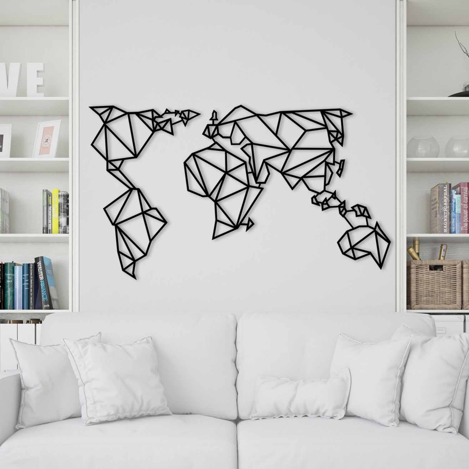 Wallity Nástěnná kovová dekorace World Map Metal Decor 4 černá