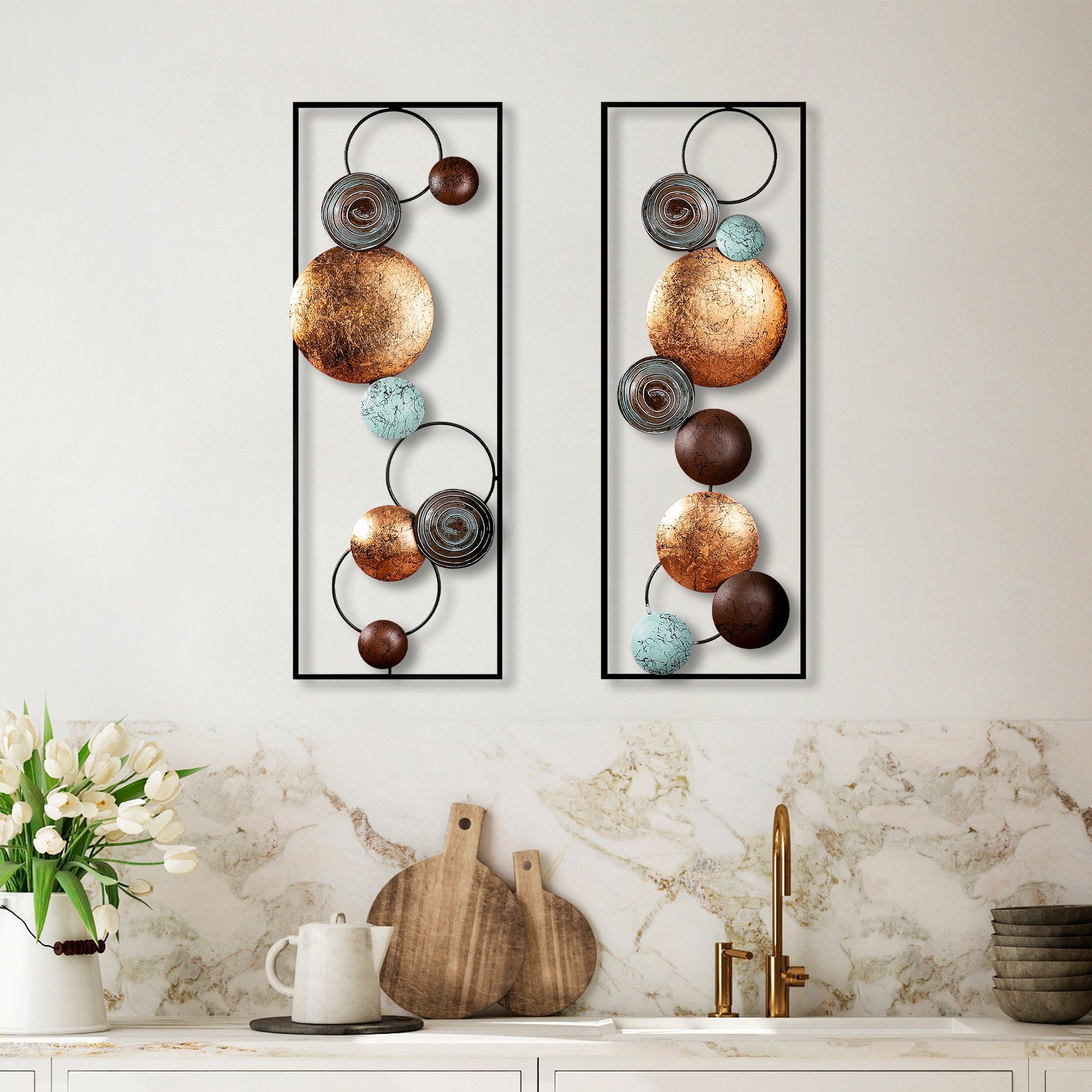 Wallity Sada 2 ks nástěnných kovových dekorací Textured - 9 vícebarevná - Obrázek 2
