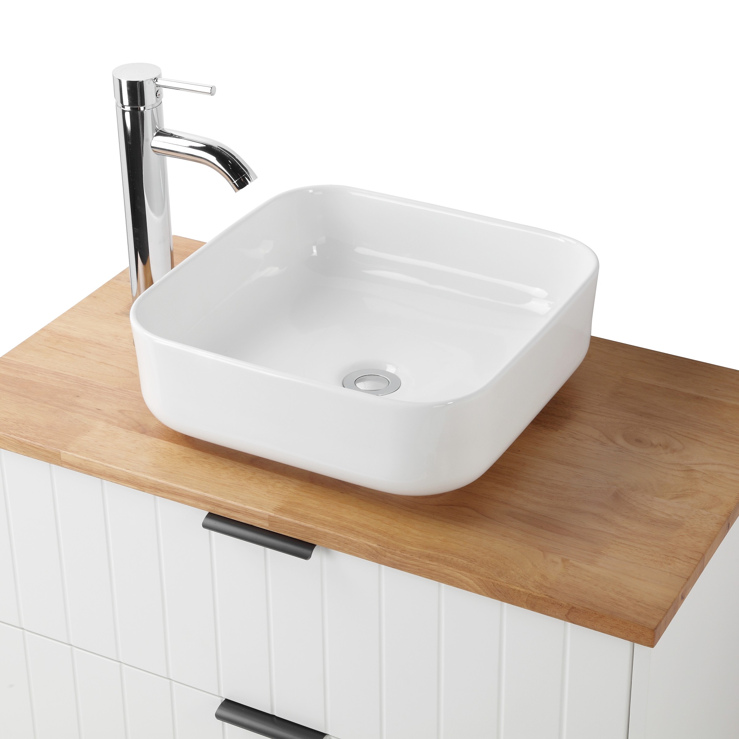 Závěsná skříňka pod umyvadlo Houseland Velora s deskou 80 cm bílá/dub - Obrázek 2