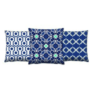 ASIR Dekorační polštářky MODRÁ GEOMETRIE 43 cm bavlna/polyester