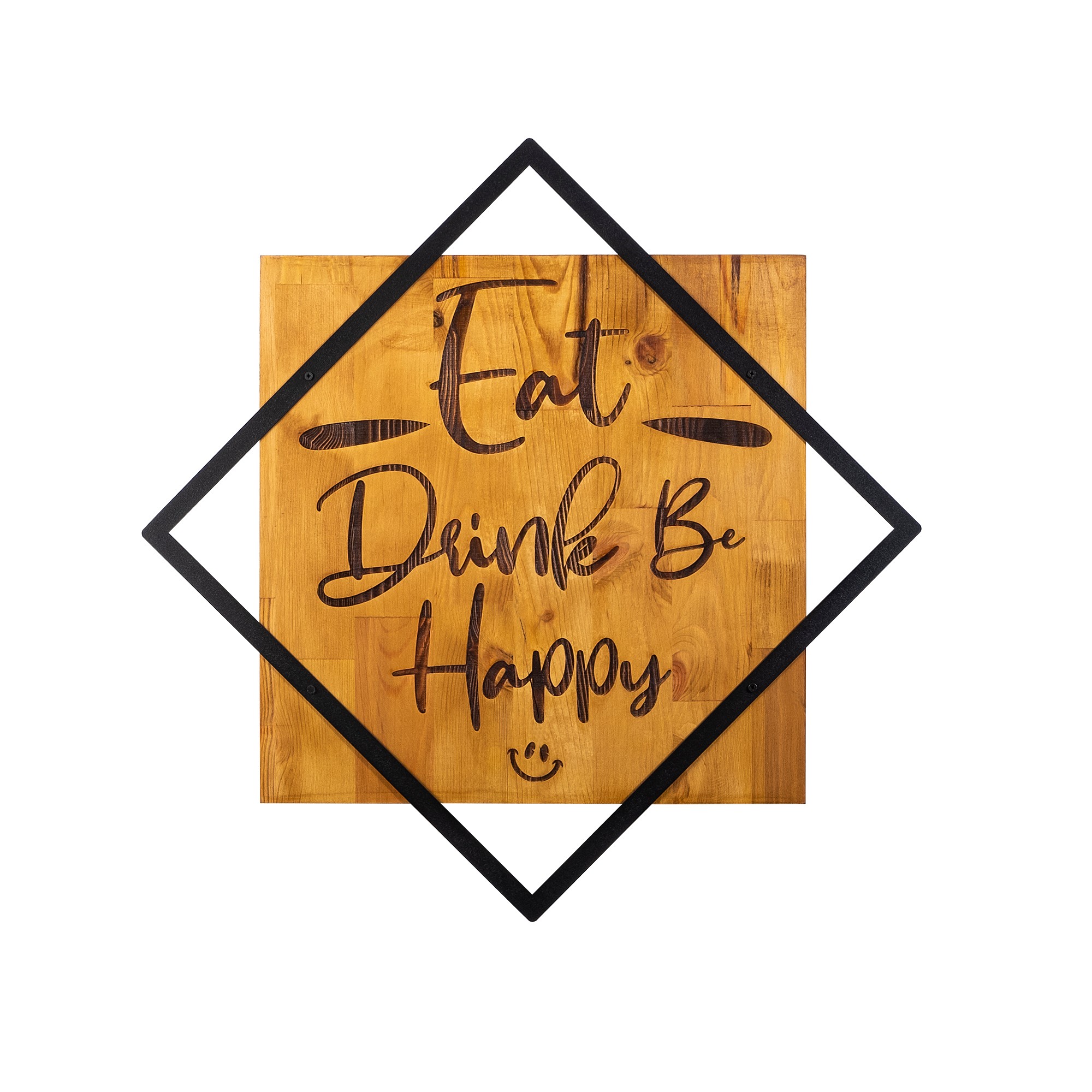 ASIR Nástěnná dekorace dřevo EAT DRINK BE HAPPY 54 x 54 cm - Obrázek 2
